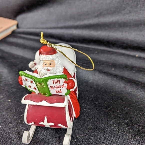 Bas Bleu Santa sleigh 50 shades of red ornament as is - Picture 3 of 8